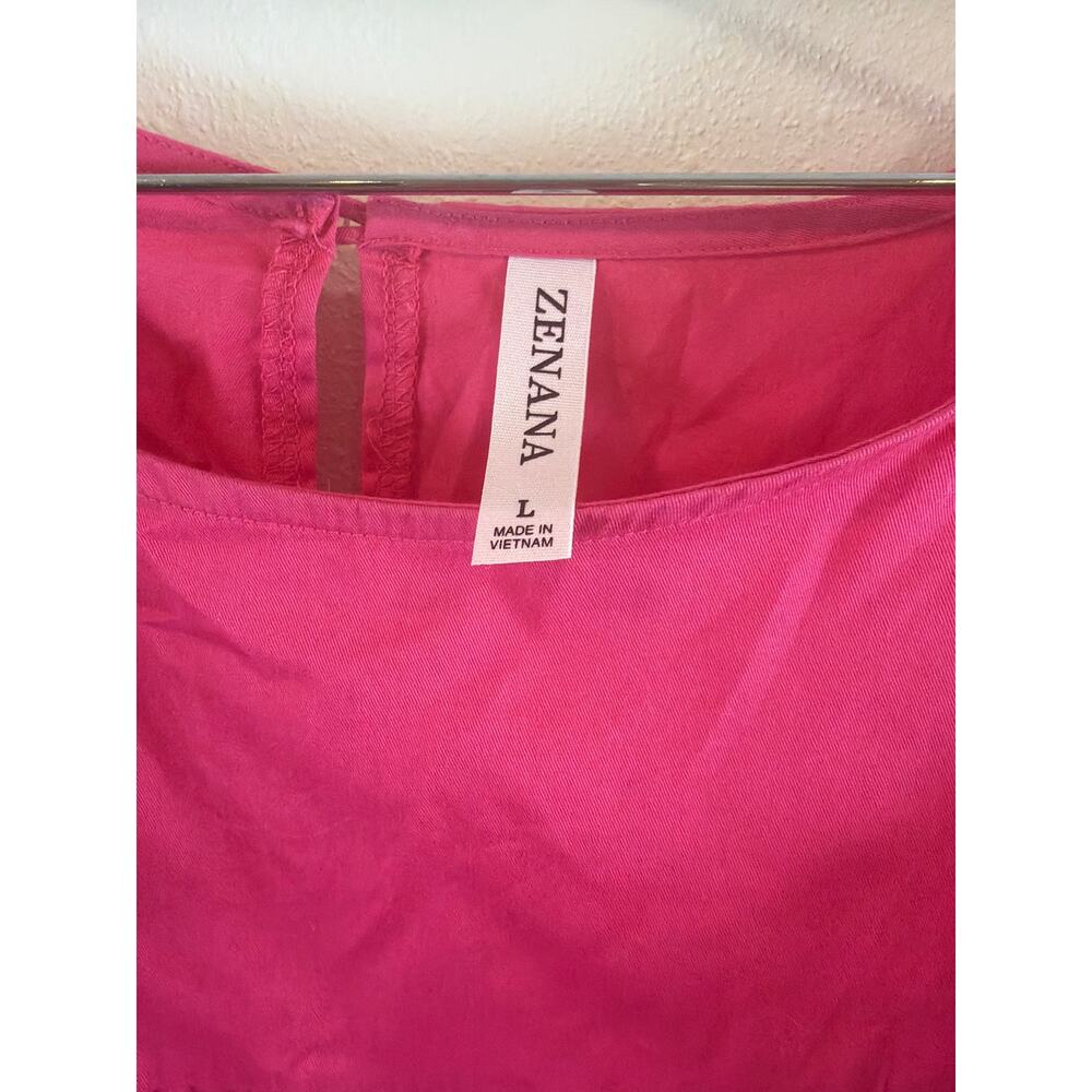Hot pink ruffle, lightweight and knee length summer dress - Picture 2 of 5